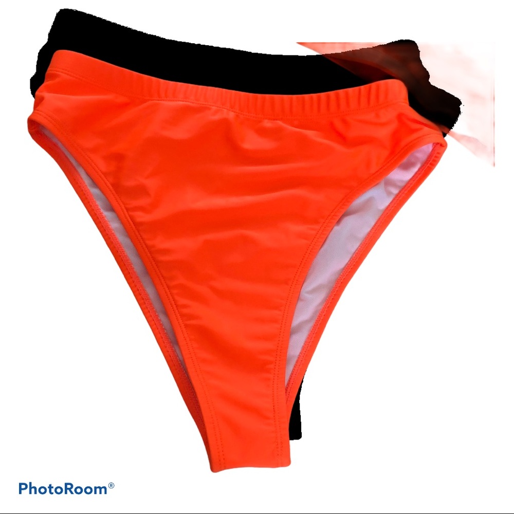 Orange High Waisted Square Neck Bikini Set - Picture 3 of 8